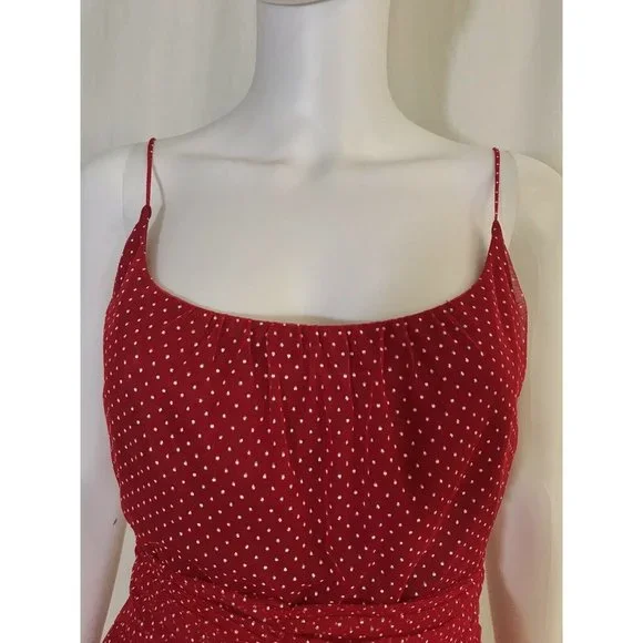 Anna Sui Women's Dress Polka Dot Fit & Flare Red White Fitted Waist Zip Size 4
